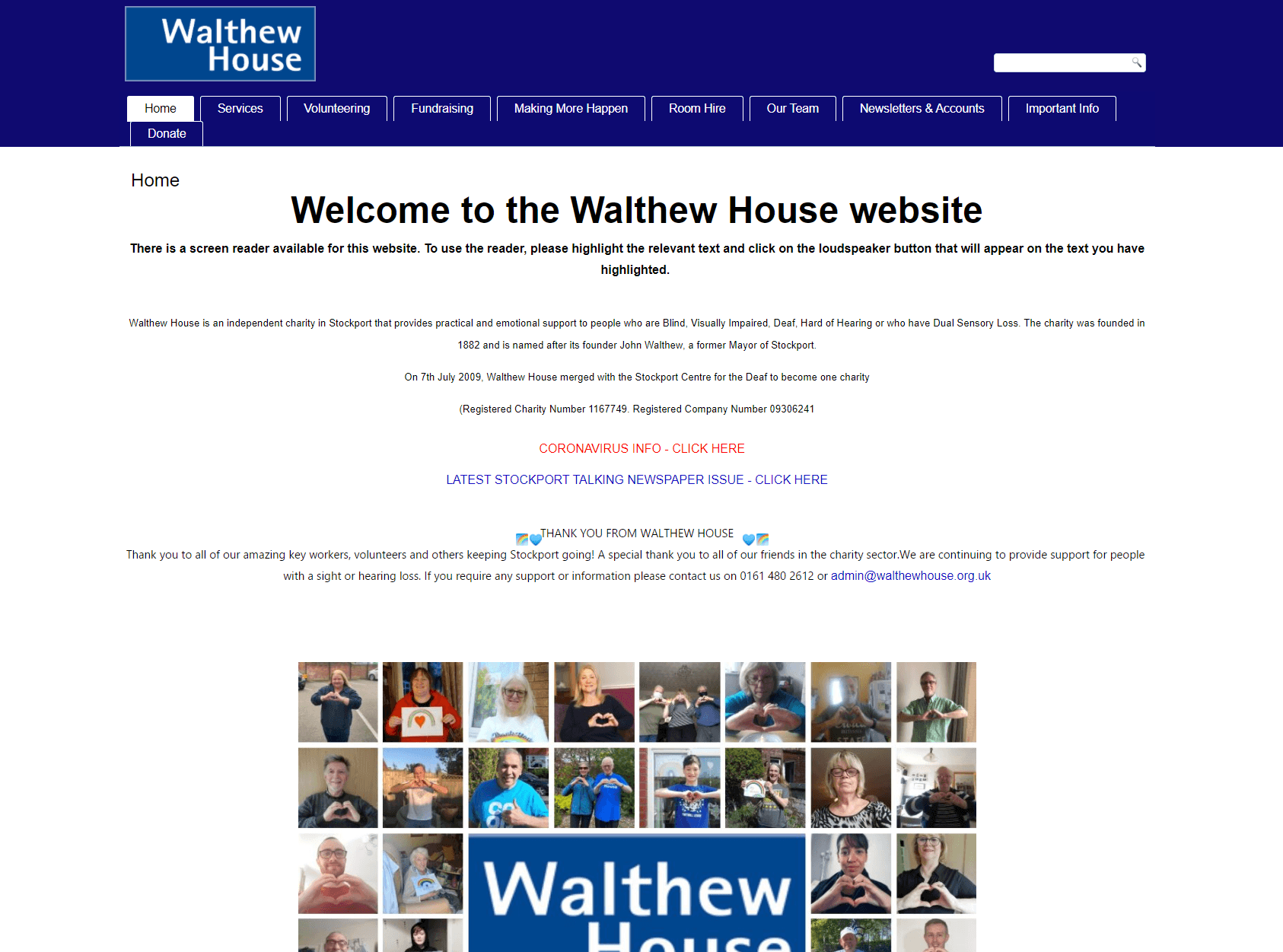 Walthew House old website homepage before the iindigo redesign in 2019