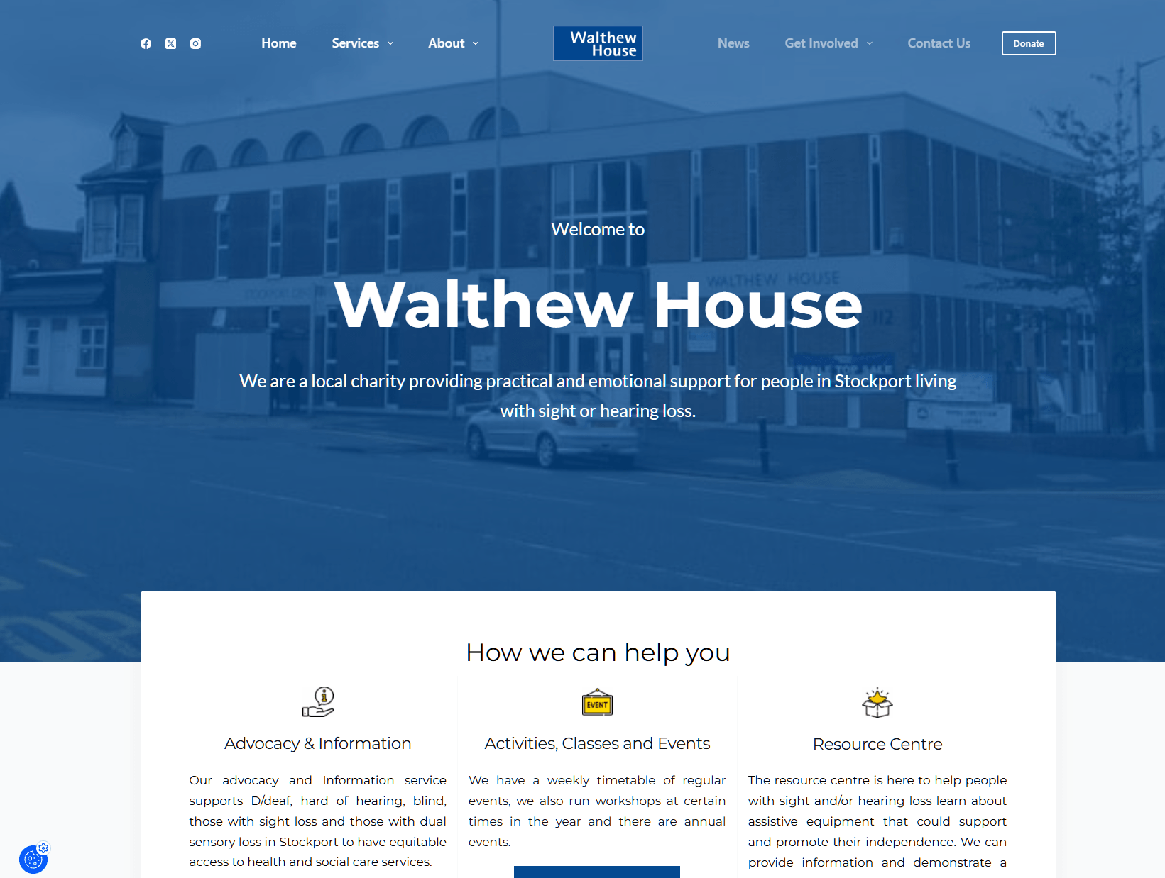 Walthew House charity website — accessible WordPress site for Stockport charity built by iindigo