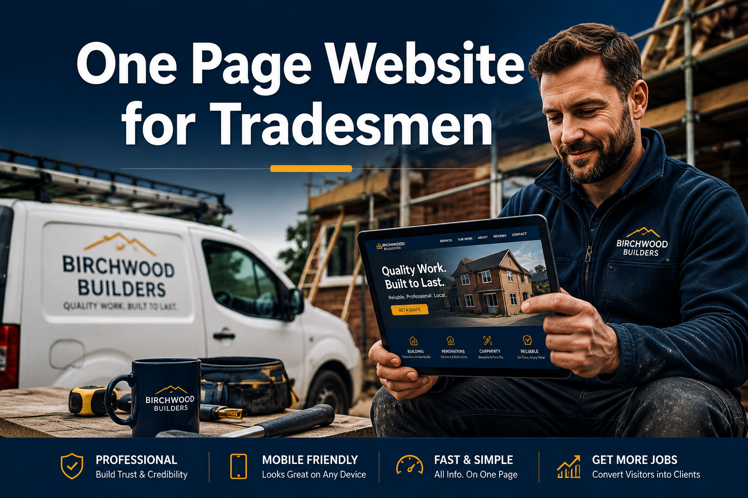 one page website for tradesmen